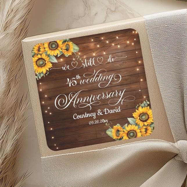 We Still Do 45th Wedding Anniversary String Lights Square Sticker (Creator Uploaded)