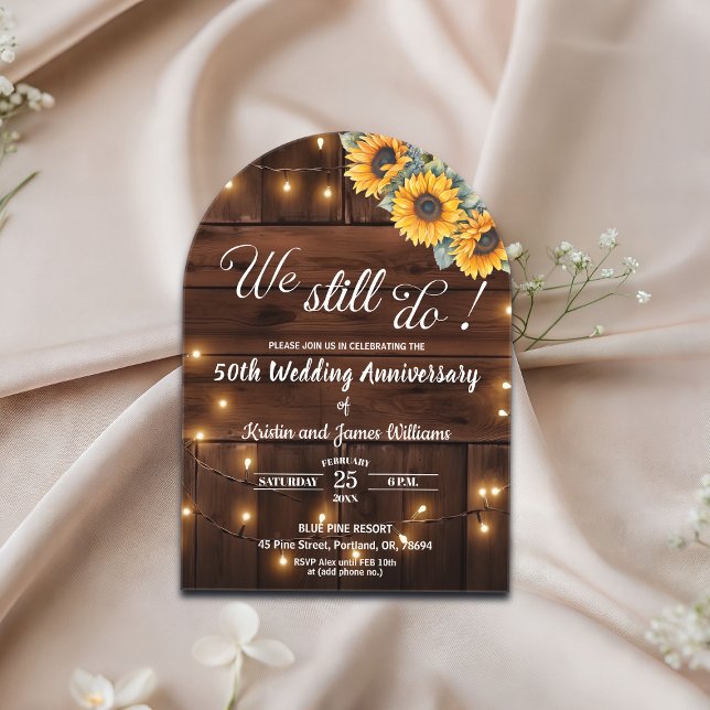 We Still Do 50th Wedding Anniversary String Lights Acrylic Invitations (Creator Uploaded)