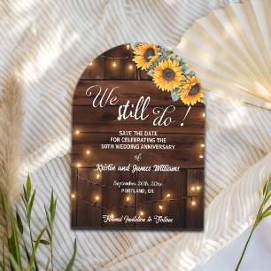 We Still Do 50th Wedding Anniversary String Lights Acrylic Invitations
