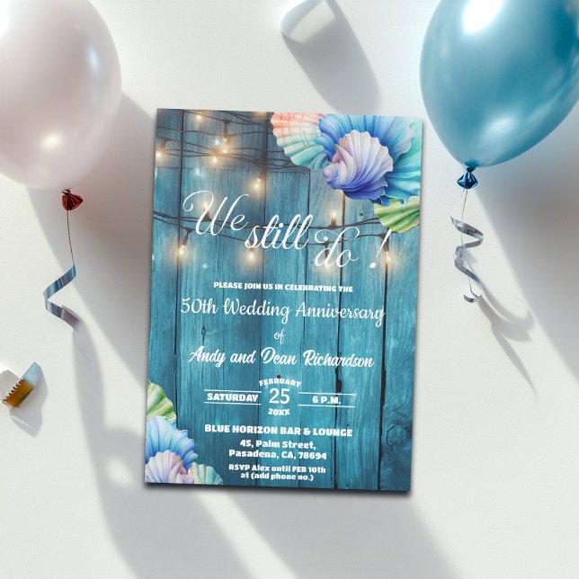 We Still Do 50th Wedding Anniversary String Lights Invitation (Creator Uploaded)