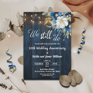 We Still Do 50th Wedding Anniversary String Lights Invitation