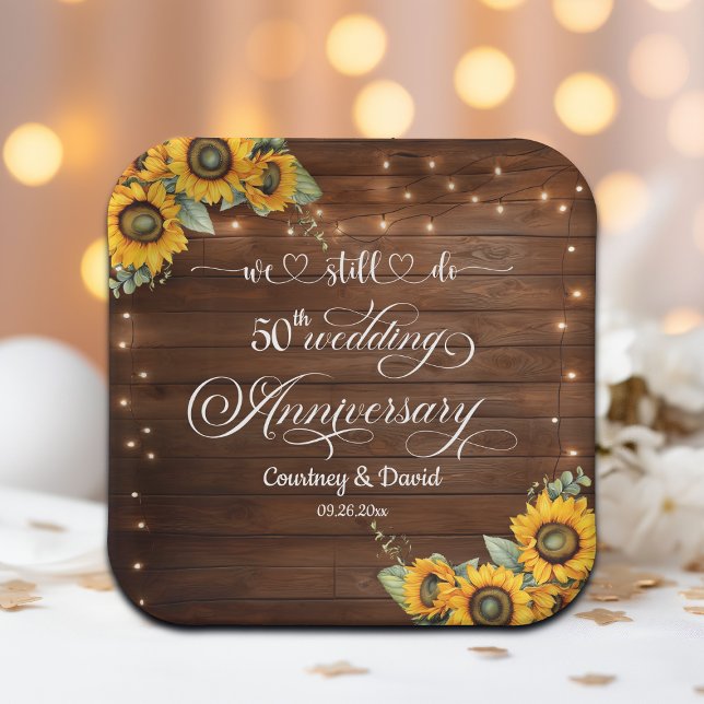 We Still Do 50th Wedding Anniversary String Lights Paper Plate (Creator Uploaded)