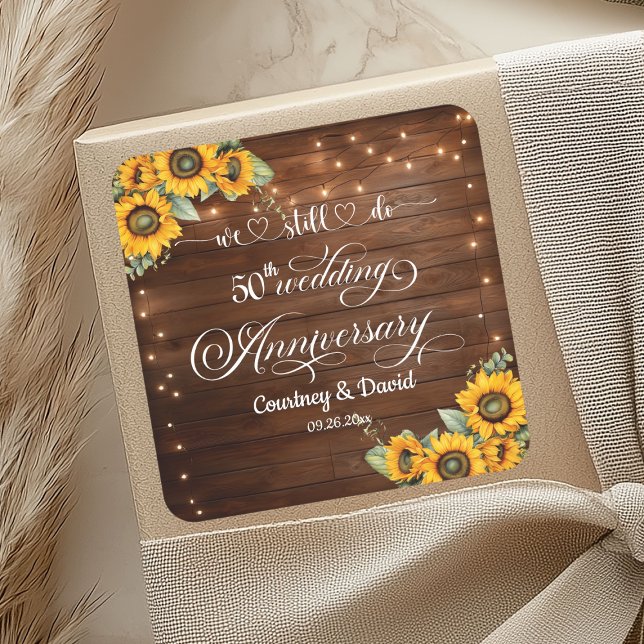 We Still Do 50th Wedding Anniversary String Lights Square Sticker (Creator Uploaded)