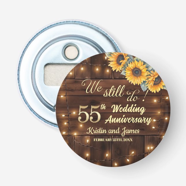 We Still Do 55th Wedding Anniversary String Lights Bottle Opener (Front)