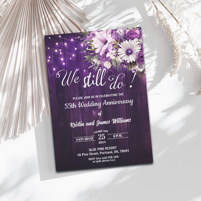 We Still Do 55th Wedding Anniversary String Lights Invitation (Creator Uploaded)
