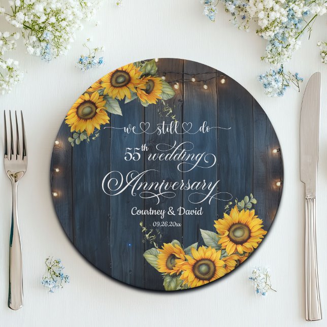We Still Do 55th Wedding Anniversary String Lights Paper Plate (Creator Uploaded)