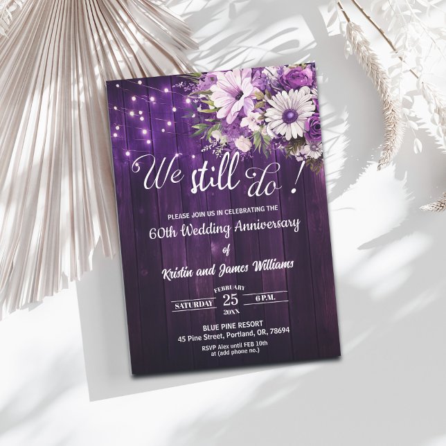 We Still Do 60th Wedding Anniversary String Lights Invitation (Creator Uploaded)