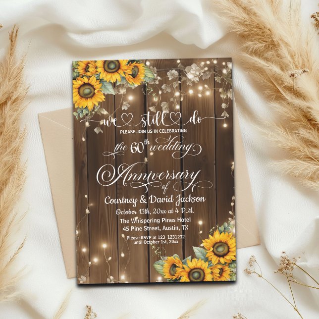 We Still Do 60th Wedding Anniversary String Lights Invitation (Creator Uploaded)