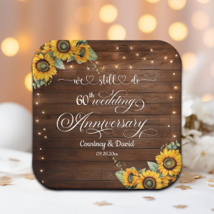 We Still Do 60th Wedding Anniversary String Lights Paper Plate