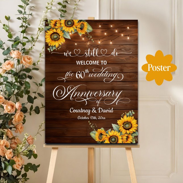 We Still Do 60th Wedding Anniversary String Lights Poster (Creator Uploaded)