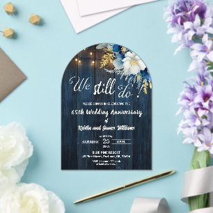 We Still Do 65th Wedding Anniversary String Lights Acrylic Invitations