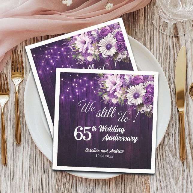 We Still Do 65th Wedding Anniversary String Lights Napkin (Creator Uploaded)