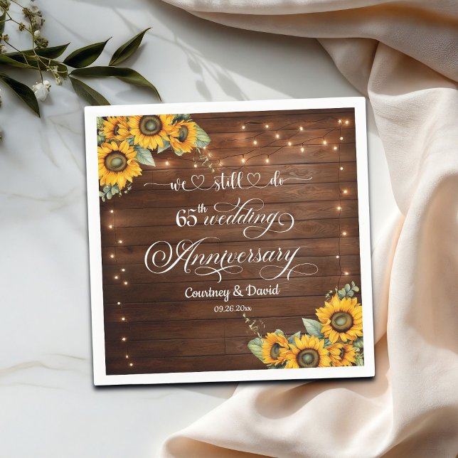 We Still Do 65th Wedding Anniversary String Lights Napkin (Creator Uploaded)