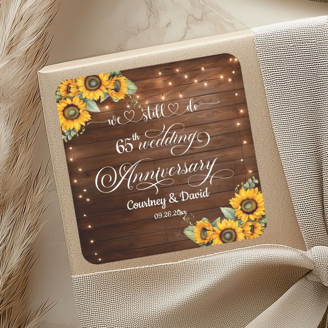 We Still Do 65th Wedding Anniversary String Lights Square Sticker (Creator Uploaded)