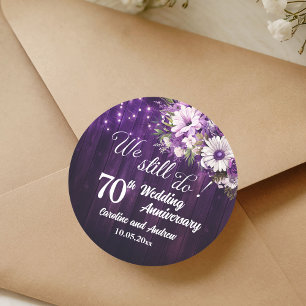 We Still Do 70th Wedding Anniversary String Lights Classic Round Sticker