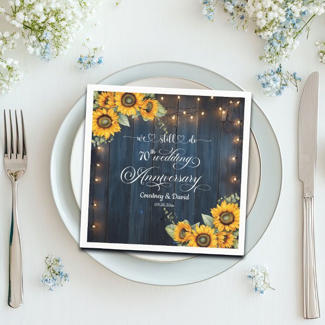 We Still Do 70th Wedding Anniversary String Lights Napkin (Creator Uploaded)