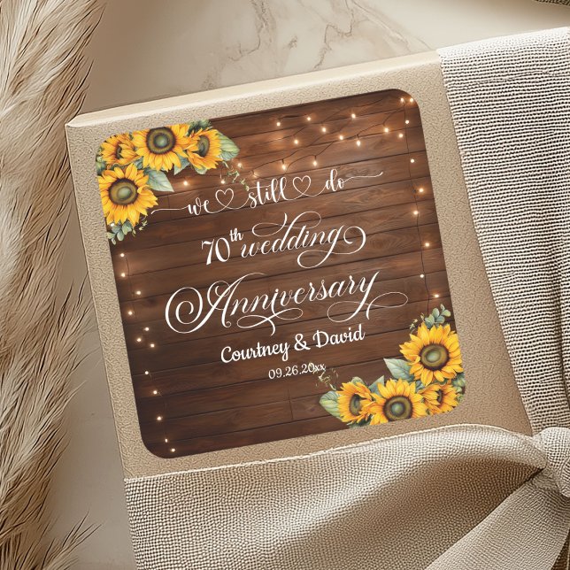 We Still Do 70th Wedding Anniversary String Lights Square Sticker (Creator Uploaded)