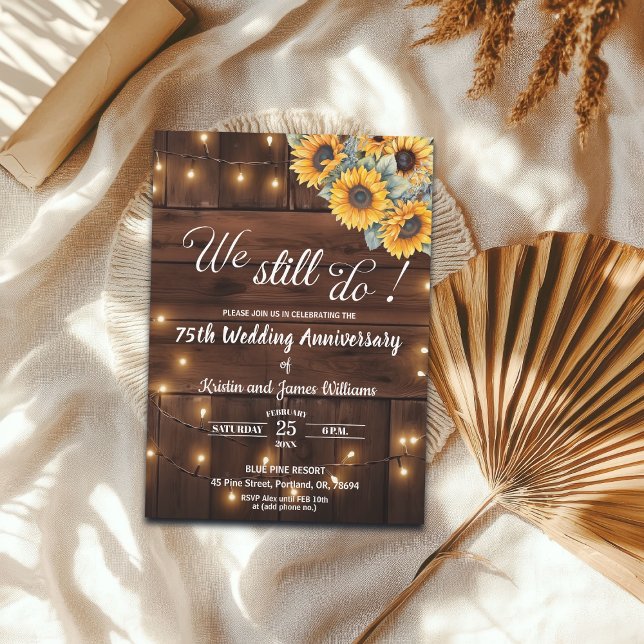 We Still Do 75th Wedding Anniversary String Lights Invitation (Creator Uploaded)