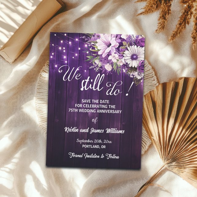 We Still Do 75th Wedding Anniversary String Lights Save The Date (Creator Uploaded)