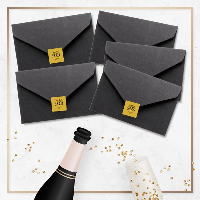 We Still Do Anniversary Typography Gold/Black Square Sticker (Creator Uploaded)