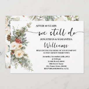 We Still Do Anniversary Winter White Floral Invitation