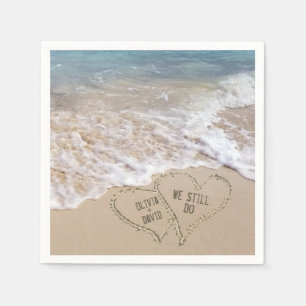 We Still Do Beach Hearts with Names Napkin