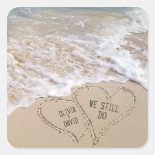 We Still Do Beach Hearts with Names Square Sticker