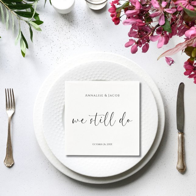 We Still Do Black & White Vow Renewal Cocktail Napkin (Creator Uploaded)