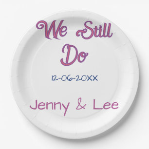 We still do brown pink name date year boho retro s paper plate