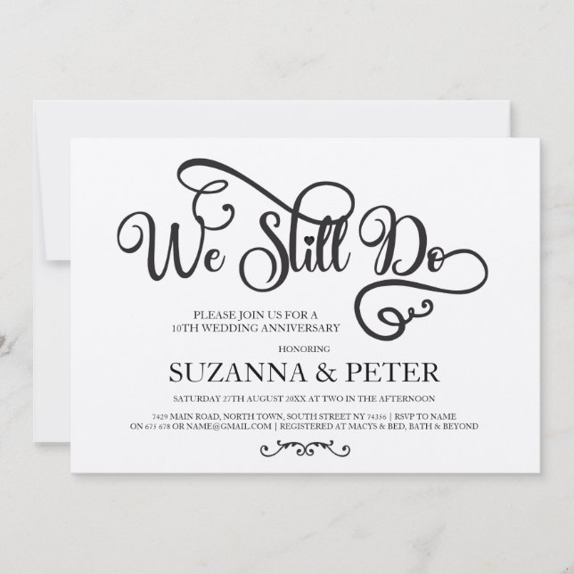 We Still do Calligraphy Anniversary Elegant Invite (Front)