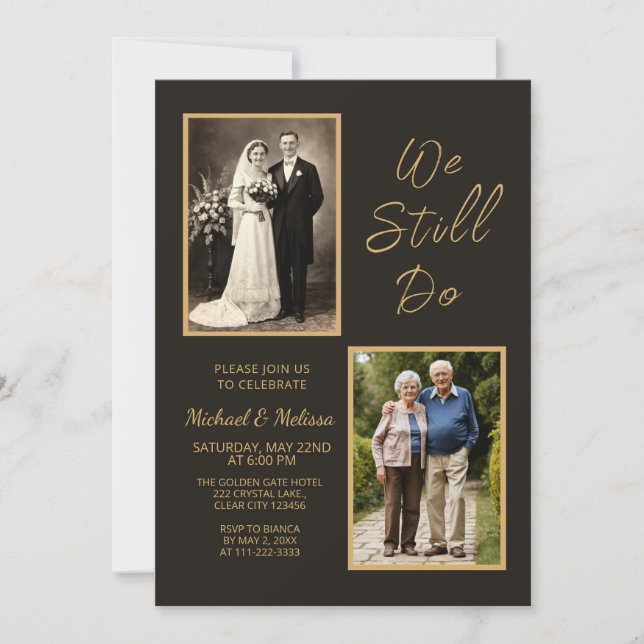 We Still Do Charcoal Gold 50th Anniversary Invitation (Front)