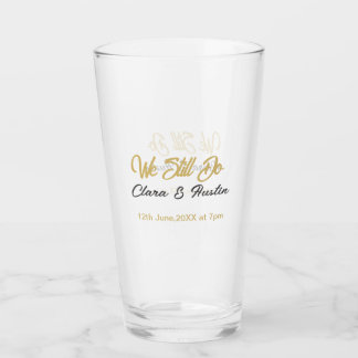 We still do couple name date champagne gold vow re glass