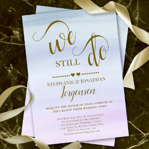 We Still Do Dusty Blue & Lilac w/Gold Vow Renewal Invitation