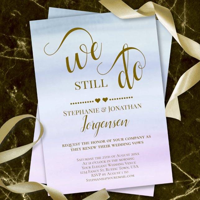 We Still Do Dusty Blue & Lilac w/Gold Vow Renewal Invitation (Creator Uploaded)