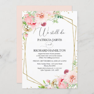 We Still Do Elegant Blush Floral Vow Renewal Invitation