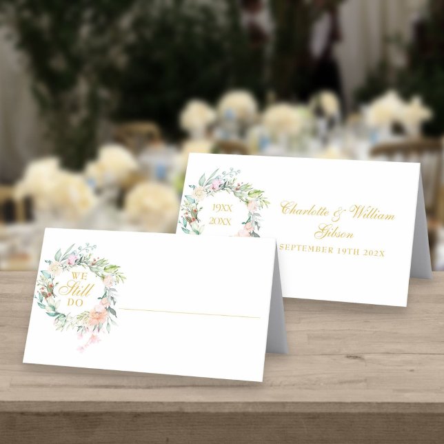 We Still Do Floral Anniversary Vow Renewal Place Card (Creator Uploaded)