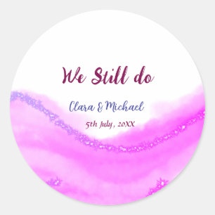We still do pink purple watercolor glitter sparkle classic round sticker