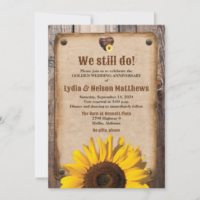 We still do! Sunflower Golden Anniversary Invitation (Front)
