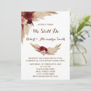 We Still Do Wedding Anniversary Renewal Pampas  Invitation