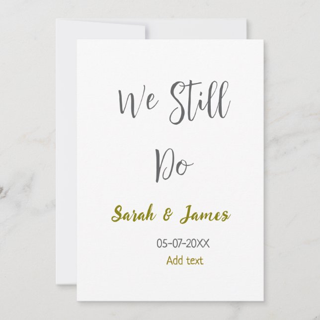 We still do wedding anniversary simple grey gold invitation (Front)