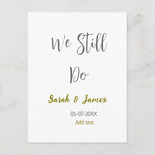 We still do wedding anniversary simple grey gold postcard (Front)