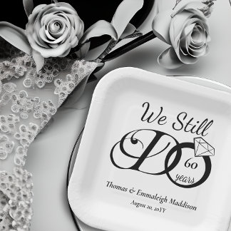 We Still Do Wedding Anniversary Typography Paper Plate
