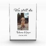 We still do wedding couple pet photo name date sim block<br><div class="desc">Animal lover design made for cute animals,  you can add your pet name it's details along with its q r code and it's picture</div>