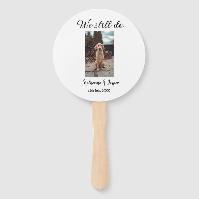We still do wedding couple pet photo name date sim hand fan (Front)