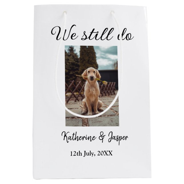 We still do wedding couple pet photo name date sim medium gift bag (Front)