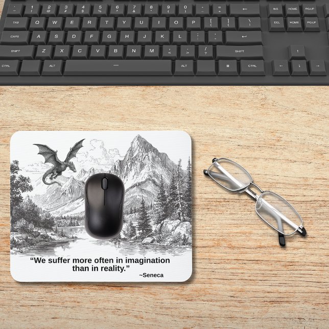 "We Suffer More in Imagination" – Stoic Quote Mouse Pad (Seneca Stoic Quote Mousepad)