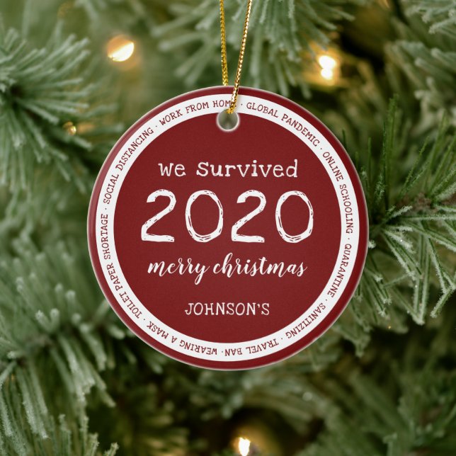 We Survived 2020 Name Ceramic Tree Decoration (Tree)