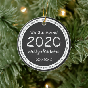 We Survived 2020 Name Grey Ceramic Tree Decoration