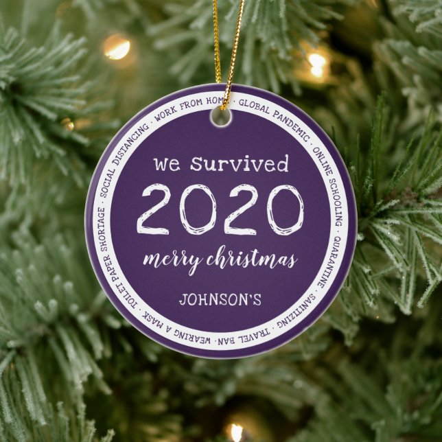 We Survived 2020 Name Purple Ceramic Tree Decoration (Tree)