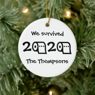 We Survived 2020 Toilet Paper Ceramic Tree Decoration